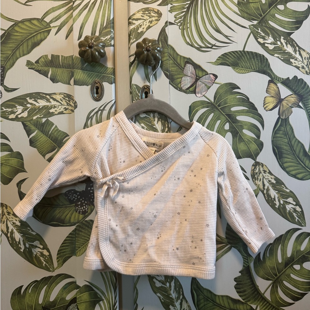 Rabbit & Bear Waffle Wrap Top – Size 0–3M